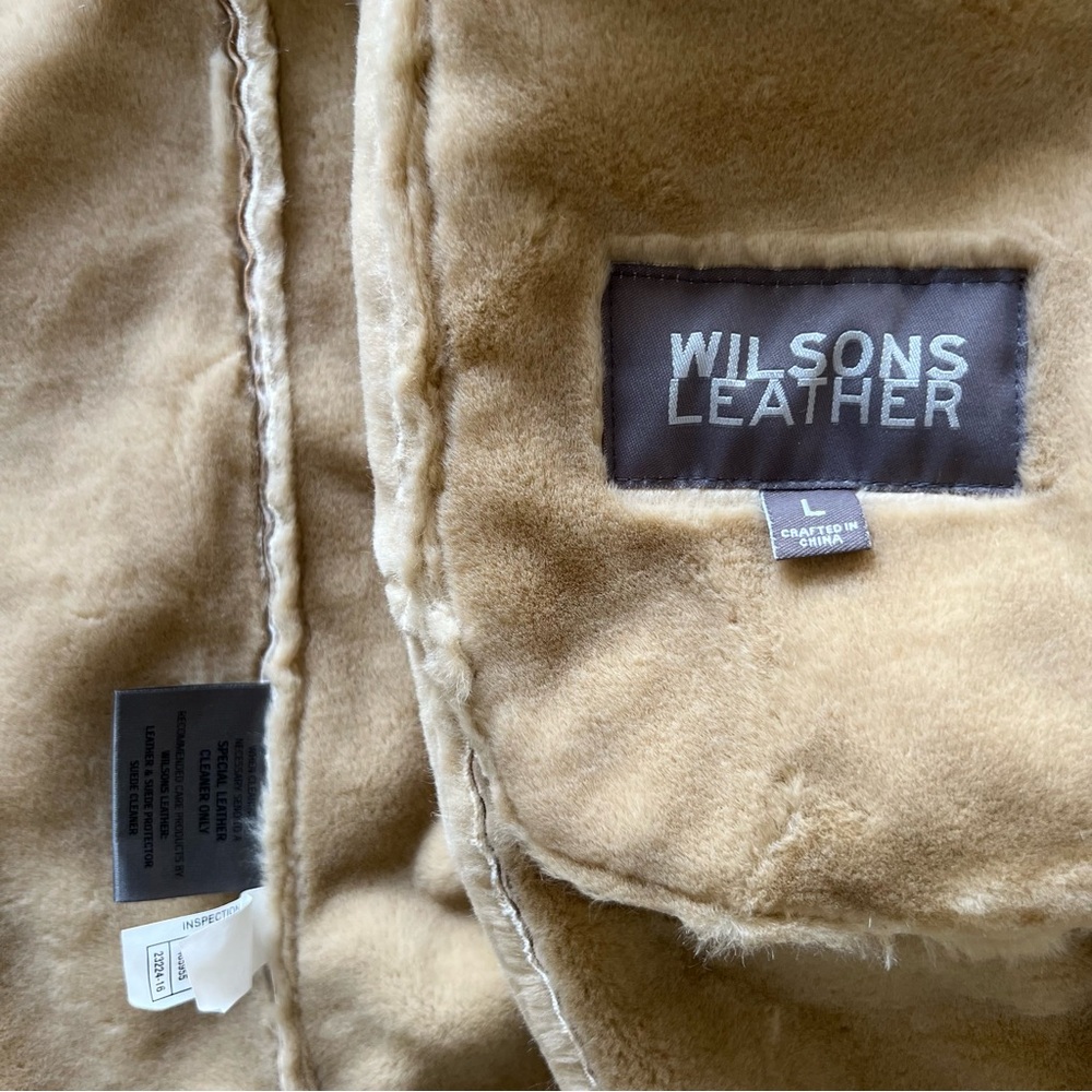 Wilsons Leather Vintage Tan Penny Suede Coat with Faux Fur Trim - Picture 4 of 9